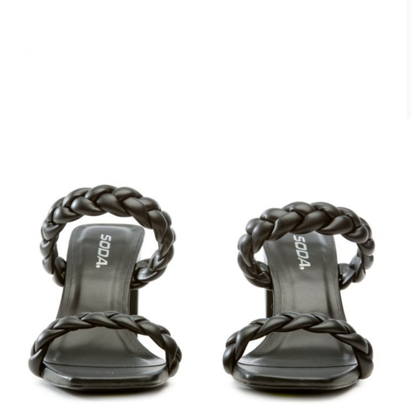 SODA KIMMIE DOUBLE BRAIDED STRAP SLIP-ON SLINGBACK HEEL SANDALS - Picture 5 of 5